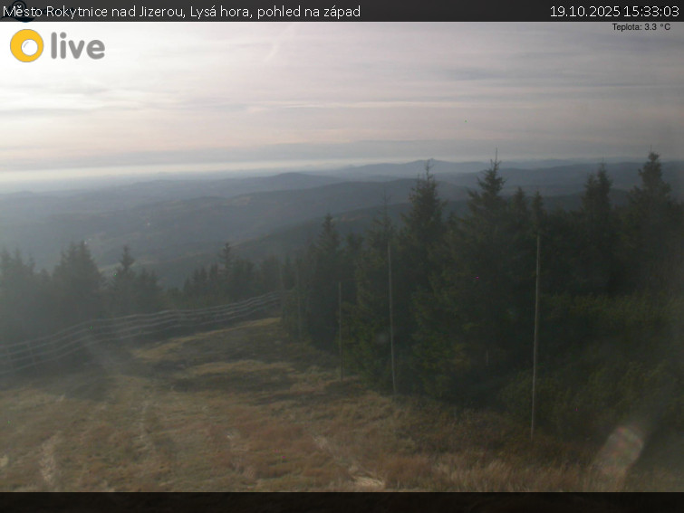 Město Rokytnice nad Jizerou - Lysá hora, pohled na západ - 19.10.2025 v 15:33 Město Rokytnice nad Jizerou - Lysá hora, pohled na západ - 19.10.2025 v 15:33