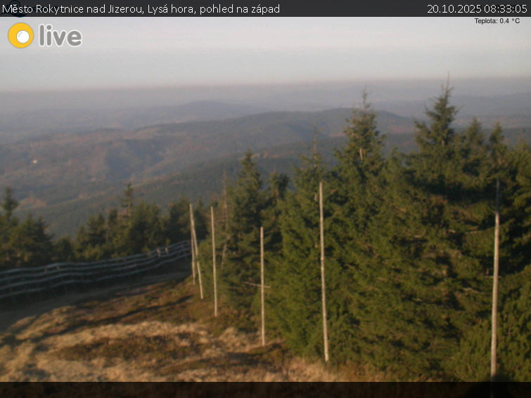 Město Rokytnice nad Jizerou - Lysá hora, pohled na západ - 20.10.2025 v 08:33 Město Rokytnice nad Jizerou - Lysá hora, pohled na západ - 20.10.2025 v 08:33
