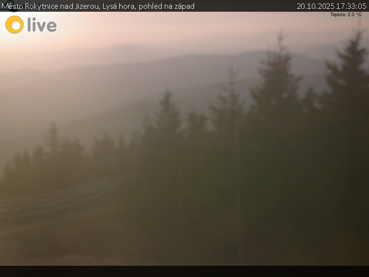 Město Rokytnice nad Jizerou - Lysá hora, pohled na západ - 20.10.2025 v 17:33 Město Rokytnice nad Jizerou - Lysá hora, pohled na západ - 20.10.2025 v 17:33
