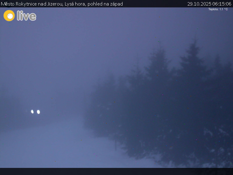 Město Rokytnice nad Jizerou - Lysá hora, pohled na západ - 29.10.2025 v 06:15 Město Rokytnice nad Jizerou - Lysá hora, pohled na západ - 29.10.2025 v 06:15
