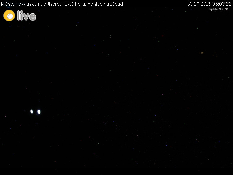 Město Rokytnice nad Jizerou - Lysá hora, pohled na západ - 30.10.2025 v 05:03 Město Rokytnice nad Jizerou - Lysá hora, pohled na západ - 30.10.2025 v 05:03