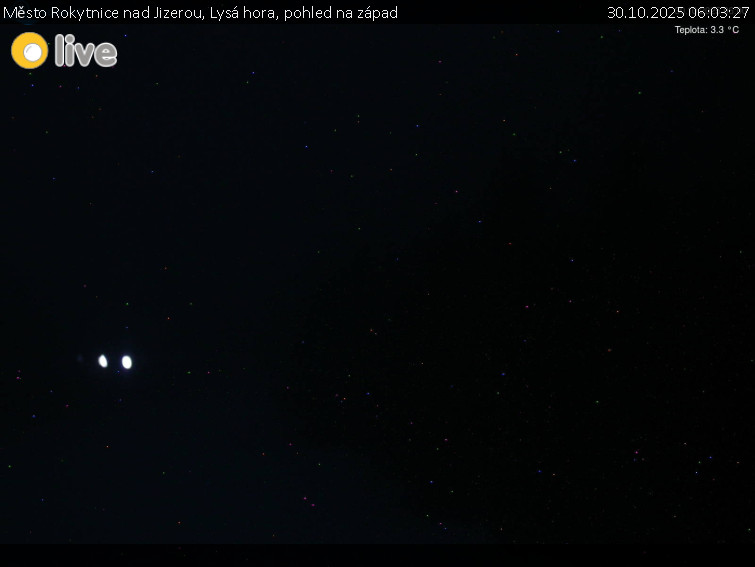 Město Rokytnice nad Jizerou - Lysá hora, pohled na západ - 30.10.2025 v 06:03 Město Rokytnice nad Jizerou - Lysá hora, pohled na západ - 30.10.2025 v 06:03