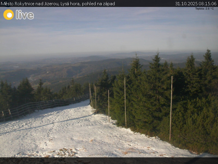 Město Rokytnice nad Jizerou - Lysá hora, pohled na západ - 31.10.2025 v 08:15 Město Rokytnice nad Jizerou - Lysá hora, pohled na západ - 31.10.2025 v 08:15