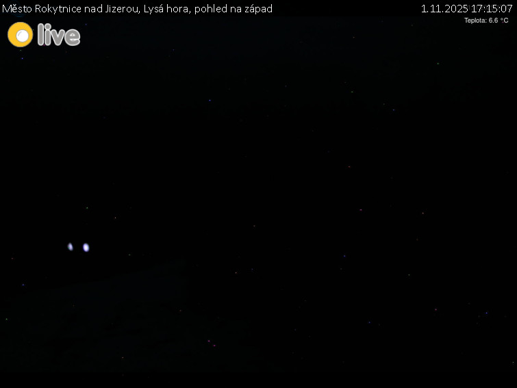 Město Rokytnice nad Jizerou - Lysá hora, pohled na západ - 1.11.2025 v 17:15 Město Rokytnice nad Jizerou - Lysá hora, pohled na západ - 1.11.2025 v 17:15