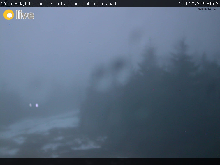 Město Rokytnice nad Jizerou - Lysá hora, pohled na západ - 2.11.2025 v 16:31 Město Rokytnice nad Jizerou - Lysá hora, pohled na západ - 2.11.2025 v 16:31