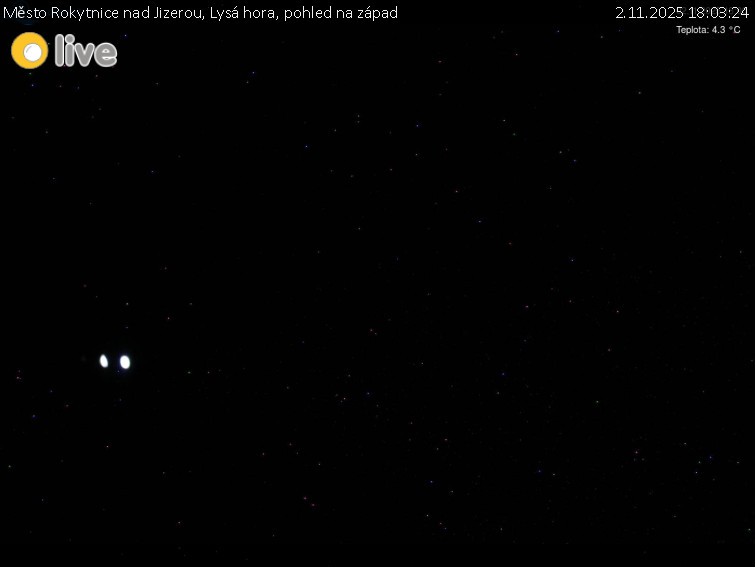 Město Rokytnice nad Jizerou - Lysá hora, pohled na západ - 2.11.2025 v 18:03 Město Rokytnice nad Jizerou - Lysá hora, pohled na západ - 2.11.2025 v 18:03