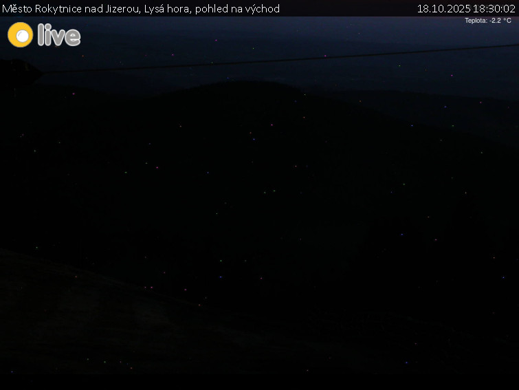 Město Rokytnice nad Jizerou - Lysá hora, pohled na východ - 18.10.2025 v 18:30 Město Rokytnice nad Jizerou - Lysá hora, pohled na východ - 18.10.2025 v 18:30