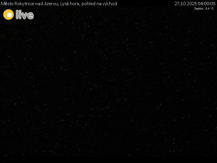 Město Rokytnice nad Jizerou - Lysá hora, pohled na východ - 27.10.2025 v 04:00 Město Rokytnice nad Jizerou - Lysá hora, pohled na východ - 27.10.2025 v 04:00