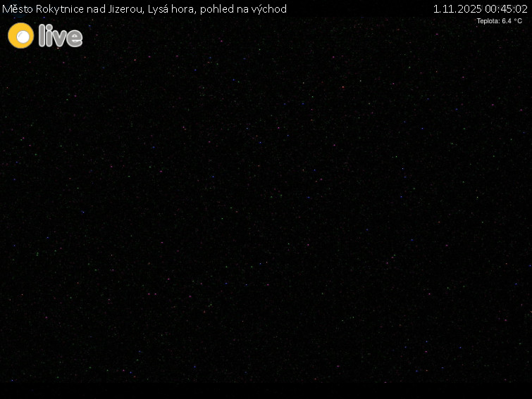 Město Rokytnice nad Jizerou - Lysá hora, pohled na východ - 1.11.2025 v 00:45 Město Rokytnice nad Jizerou - Lysá hora, pohled na východ - 1.11.2025 v 00:45