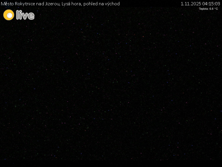 Město Rokytnice nad Jizerou - Lysá hora, pohled na východ - 1.11.2025 v 04:15 Město Rokytnice nad Jizerou - Lysá hora, pohled na východ - 1.11.2025 v 04:15