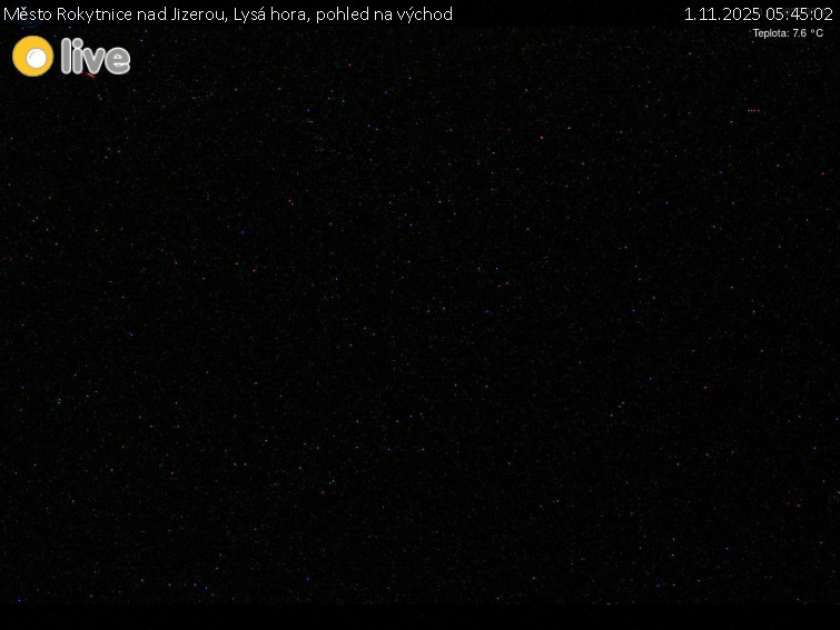 Město Rokytnice nad Jizerou - Lysá hora, pohled na východ - 1.11.2025 v 05:45 Město Rokytnice nad Jizerou - Lysá hora, pohled na východ - 1.11.2025 v 05:45