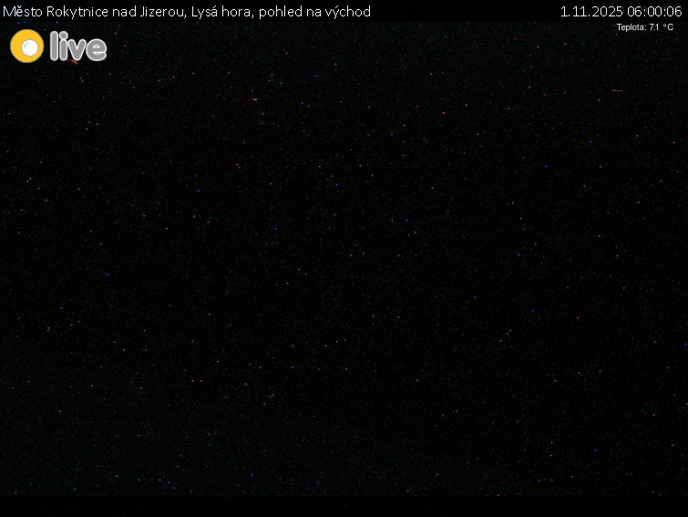 Město Rokytnice nad Jizerou - Lysá hora, pohled na východ - 1.11.2025 v 06:00 Město Rokytnice nad Jizerou - Lysá hora, pohled na východ - 1.11.2025 v 06:00