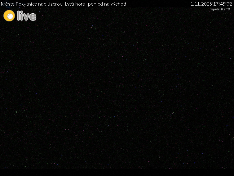 Město Rokytnice nad Jizerou - Lysá hora, pohled na východ - 1.11.2025 v 17:45 Město Rokytnice nad Jizerou - Lysá hora, pohled na východ - 1.11.2025 v 17:45