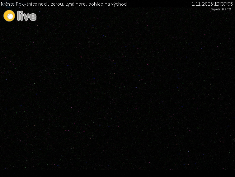 Město Rokytnice nad Jizerou - Lysá hora, pohled na východ - 1.11.2025 v 19:30 Město Rokytnice nad Jizerou - Lysá hora, pohled na východ - 1.11.2025 v 19:30