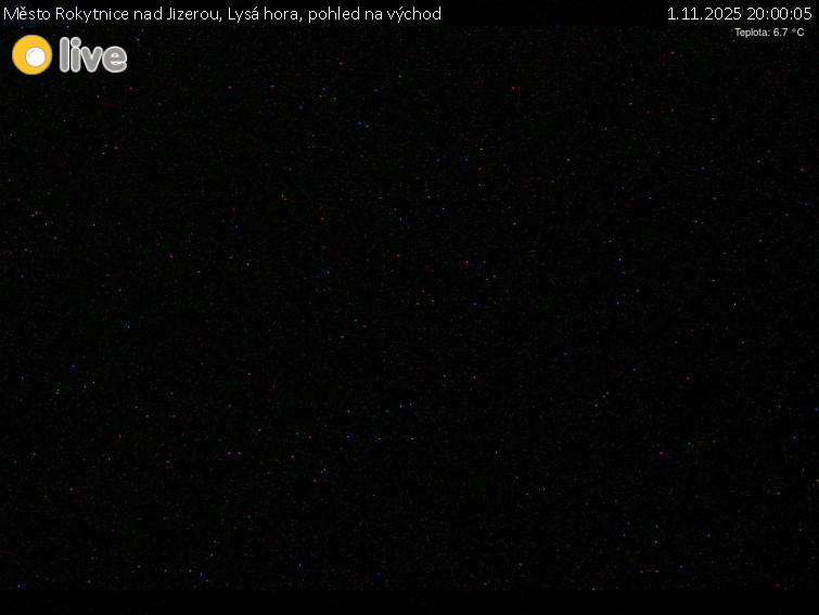 Město Rokytnice nad Jizerou - Lysá hora, pohled na východ - 1.11.2025 v 20:00 Město Rokytnice nad Jizerou - Lysá hora, pohled na východ - 1.11.2025 v 20:00