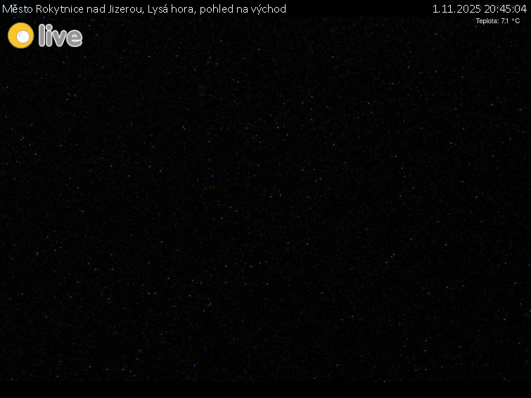 Město Rokytnice nad Jizerou - Lysá hora, pohled na východ - 1.11.2025 v 20:45 Město Rokytnice nad Jizerou - Lysá hora, pohled na východ - 1.11.2025 v 20:45
