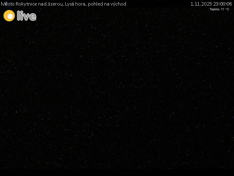 Město Rokytnice nad Jizerou - Lysá hora, pohled na východ - 1.11.2025 v 23:00 Město Rokytnice nad Jizerou - Lysá hora, pohled na východ - 1.11.2025 v 23:00