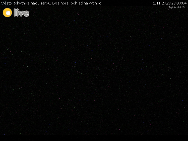 Město Rokytnice nad Jizerou - Lysá hora, pohled na východ - 1.11.2025 v 23:30 Město Rokytnice nad Jizerou - Lysá hora, pohled na východ - 1.11.2025 v 23:30