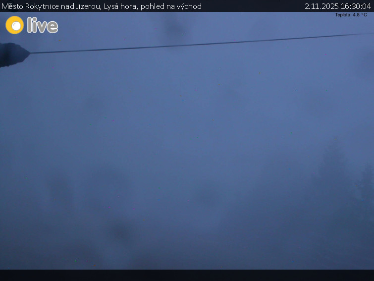 Město Rokytnice nad Jizerou - Lysá hora, pohled na východ - 2.11.2025 v 16:30 Město Rokytnice nad Jizerou - Lysá hora, pohled na východ - 2.11.2025 v 16:30