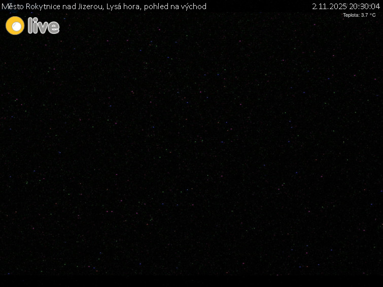 Město Rokytnice nad Jizerou - Lysá hora, pohled na východ - 2.11.2025 v 20:30 Město Rokytnice nad Jizerou - Lysá hora, pohled na východ - 2.11.2025 v 20:30