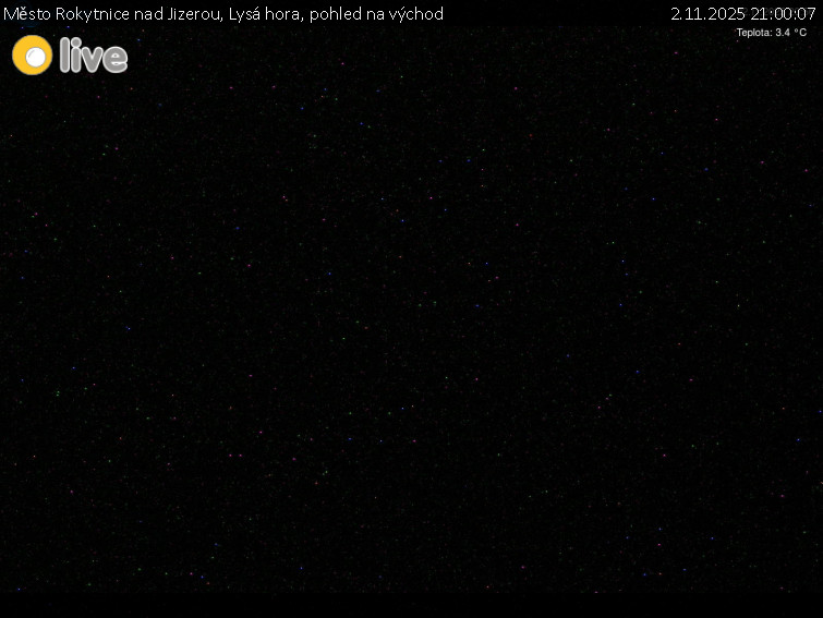 Město Rokytnice nad Jizerou - Lysá hora, pohled na východ - 2.11.2025 v 21:00 Město Rokytnice nad Jizerou - Lysá hora, pohled na východ - 2.11.2025 v 21:00