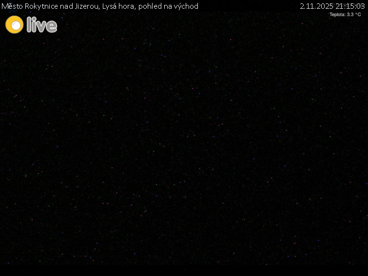 Město Rokytnice nad Jizerou - Lysá hora, pohled na východ - 2.11.2025 v 21:15 Město Rokytnice nad Jizerou - Lysá hora, pohled na východ - 2.11.2025 v 21:15