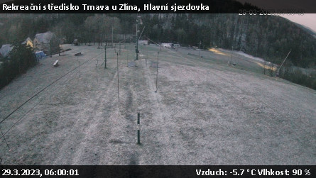 Rekreační středisko Trnava u Zlína - Hlavní sjezdovka - 29.3.2023 v 06:00