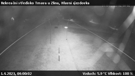 Rekreační středisko Trnava u Zlína - Hlavní sjezdovka - 1.4.2023 v 04:00