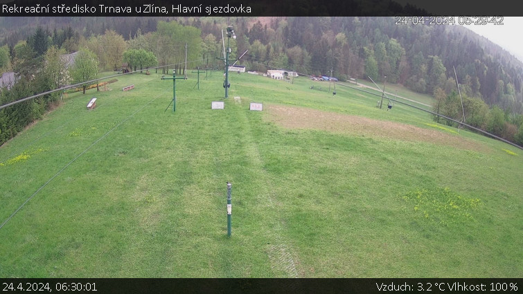 Rekreační středisko Trnava u Zlína - Hlavní sjezdovka - 24.4.2024 v 06:30