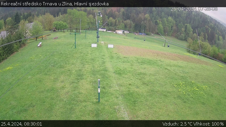Rekreační středisko Trnava u Zlína - Hlavní sjezdovka - 25.4.2024 v 08:30
