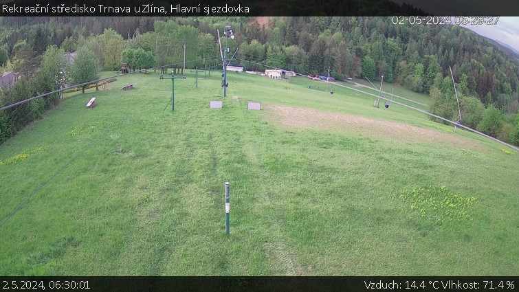 Rekreační středisko Trnava u Zlína - Hlavní sjezdovka - 2.5.2024 v 06:30