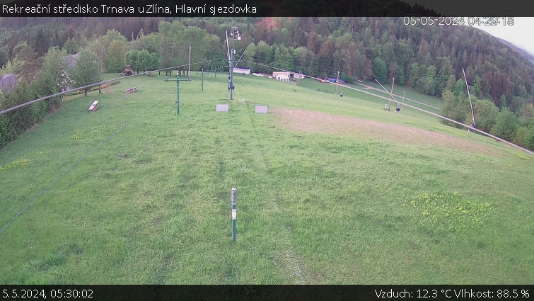 Rekreační středisko Trnava u Zlína - Hlavní sjezdovka - 5.5.2024 v 05:30