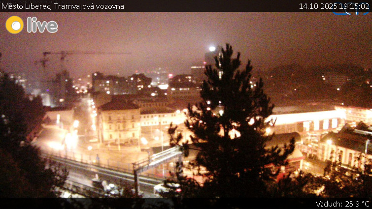 Město Liberec - Tramvajová vozovna - 14.10.2025 v 19:15 Město Liberec - Tramvajová vozovna - 14.10.2025 v 19:15
