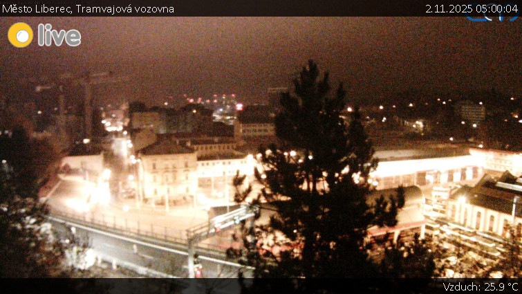 Město Liberec - Tramvajová vozovna - 2.11.2025 v 05:00 Město Liberec - Tramvajová vozovna - 2.11.2025 v 05:00