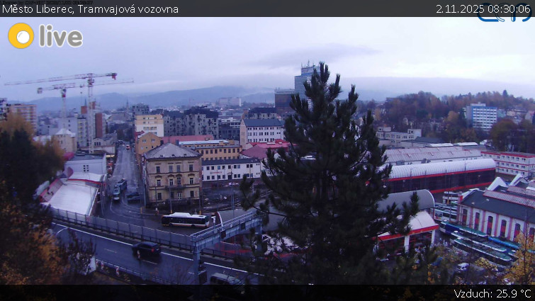 Město Liberec - Tramvajová vozovna - 2.11.2025 v 08:30 Město Liberec - Tramvajová vozovna - 2.11.2025 v 08:30