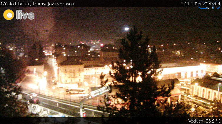 Město Liberec - Tramvajová vozovna - 2.11.2025 v 20:45 Město Liberec - Tramvajová vozovna - 2.11.2025 v 20:45