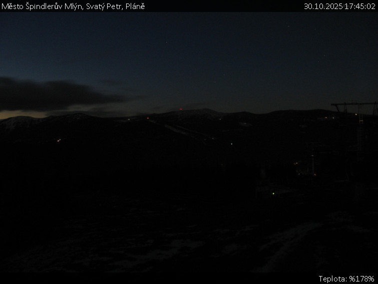 Město Špindlerův Mlýn - Svatý Petr, Pláně - 30.10.2025 v 17:45 Město Špindlerův Mlýn - Svatý Petr, Pláně - 30.10.2025 v 17:45