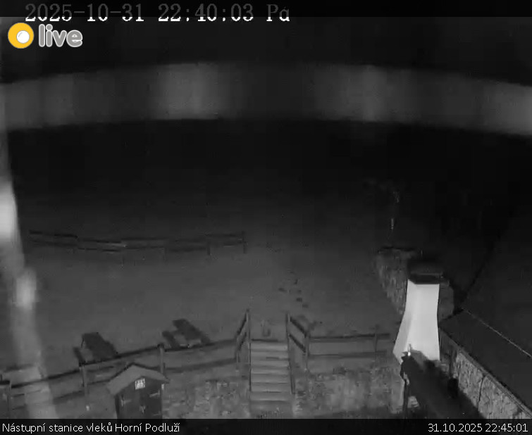 Skiareál Horní Podluží - Nástupní stanice vleků Horní Podluží - 31.10.2025 v 22:45 Skiareál Horní Podluží - Nástupní stanice vleků Horní Podluží - 31.10.2025 v 22:45