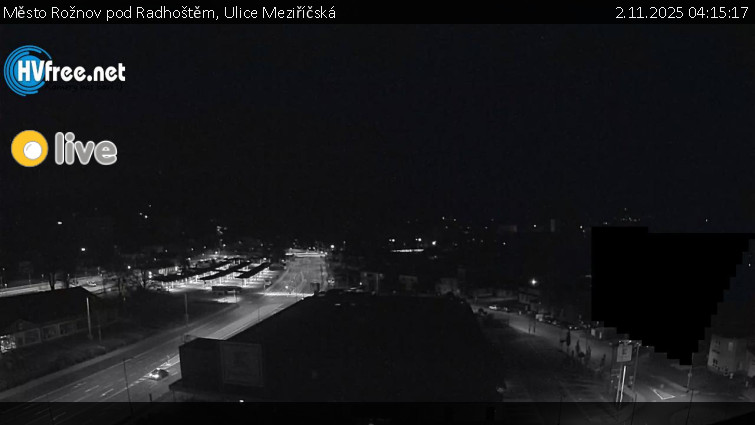 Město Rožnov pod Radhoštěm - Ulice Meziříčská - 2.11.2025 v 04:15 Město Rožnov pod Radhoštěm - Ulice Meziříčská - 2.11.2025 v 04:15