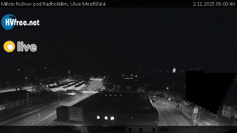 Město Rožnov pod Radhoštěm - Ulice Meziříčská - 2.11.2025 v 05:00 Město Rožnov pod Radhoštěm - Ulice Meziříčská - 2.11.2025 v 05:00