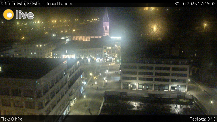 Město Ústí nad Labem - Střed města - 30.10.2025 v 17:45 Město Ústí nad Labem - Střed města - 30.10.2025 v 17:45