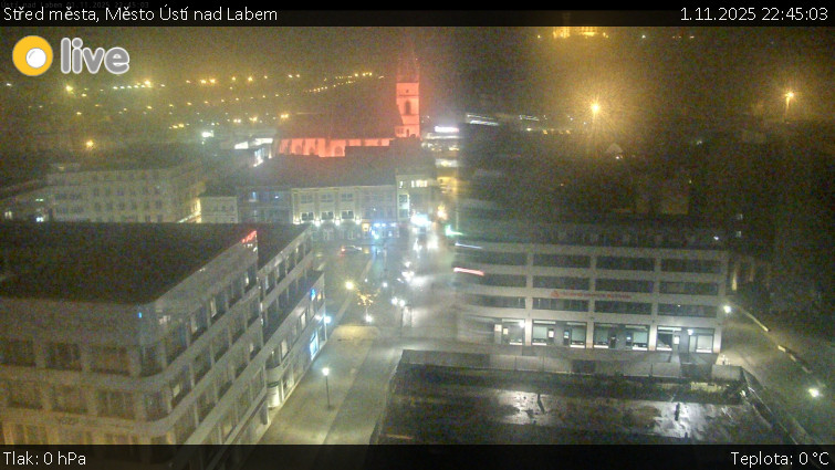 Město Ústí nad Labem - Střed města - 1.11.2025 v 22:45 Město Ústí nad Labem - Střed města - 1.11.2025 v 22:45
