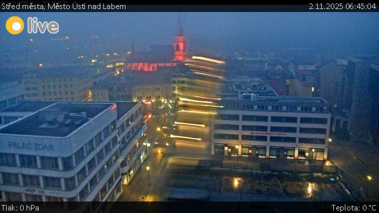 Město Ústí nad Labem - Střed města - 2.11.2025 v 06:45 Město Ústí nad Labem - Střed města - 2.11.2025 v 06:45