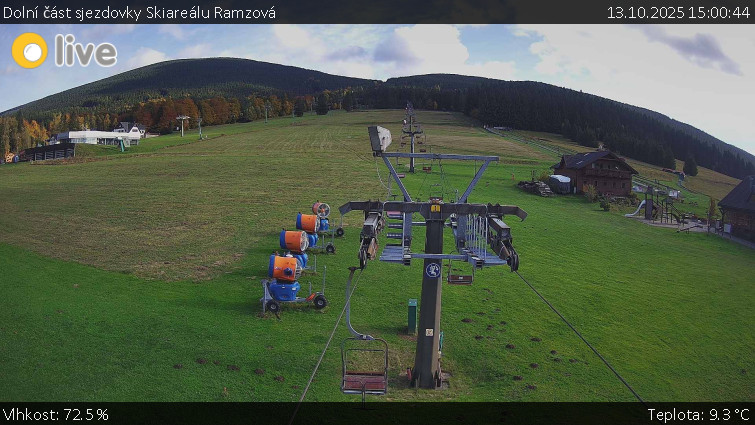 Horské atrakce Ramzová - Dolní část sjezdovky Skiareálu Ramzová - 13.10.2025 v 15:00 Horské atrakce Ramzová - Dolní část sjezdovky Skiareálu Ramzová - 13.10.2025 v 15:00