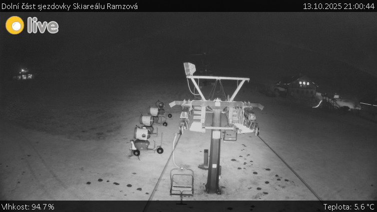Horské atrakce Ramzová - Dolní část sjezdovky Skiareálu Ramzová - 13.10.2025 v 21:00 Horské atrakce Ramzová - Dolní část sjezdovky Skiareálu Ramzová - 13.10.2025 v 21:00