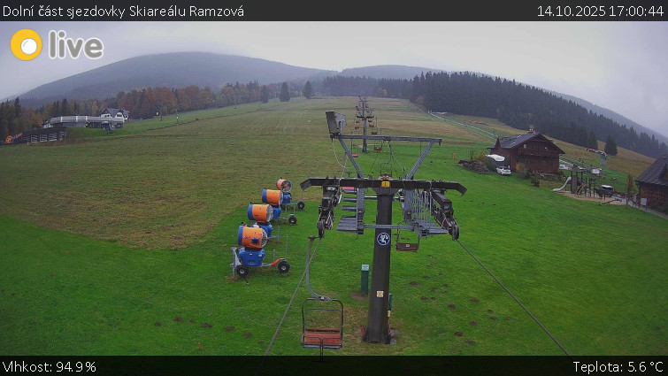 Horské atrakce Ramzová - Dolní část sjezdovky Skiareálu Ramzová - 14.10.2025 v 17:00 Horské atrakce Ramzová - Dolní část sjezdovky Skiareálu Ramzová - 14.10.2025 v 17:00