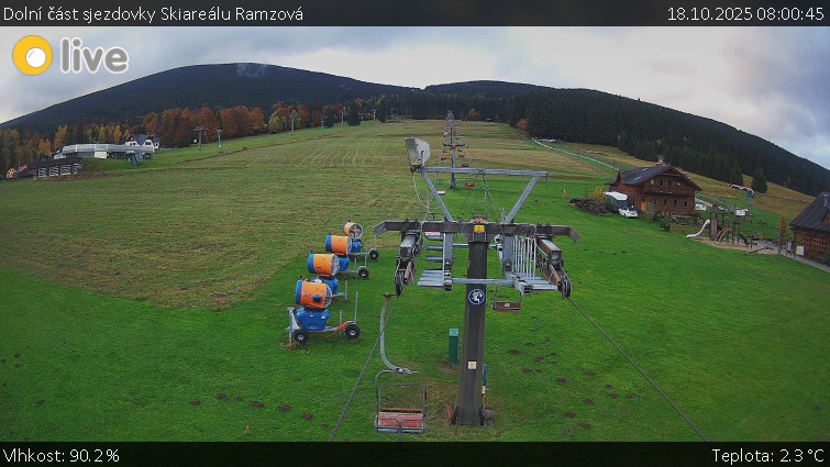 Horské atrakce Ramzová - Dolní část sjezdovky Skiareálu Ramzová - 18.10.2025 v 08:00 Horské atrakce Ramzová - Dolní část sjezdovky Skiareálu Ramzová - 18.10.2025 v 08:00