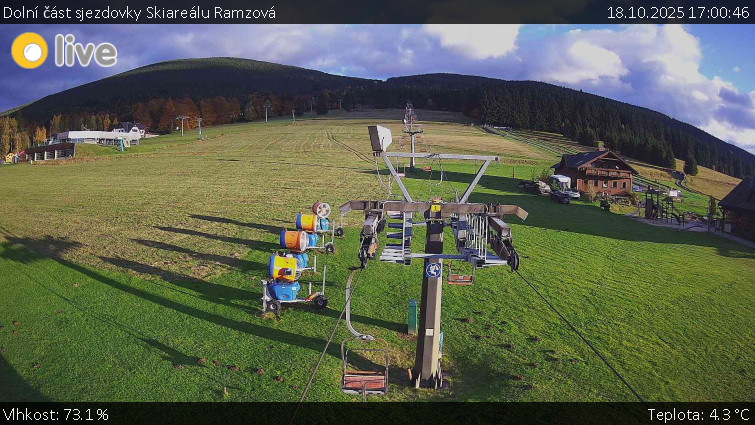 Horské atrakce Ramzová - Dolní část sjezdovky Skiareálu Ramzová - 18.10.2025 v 17:00 Horské atrakce Ramzová - Dolní část sjezdovky Skiareálu Ramzová - 18.10.2025 v 17:00
