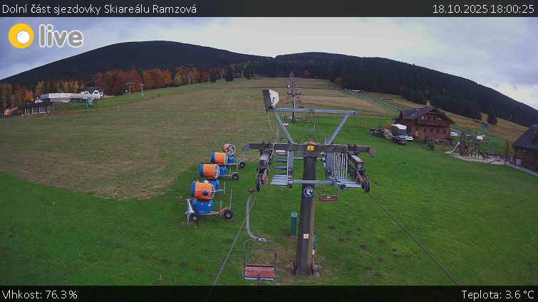 Horské atrakce Ramzová - Dolní část sjezdovky Skiareálu Ramzová - 18.10.2025 v 18:00 Horské atrakce Ramzová - Dolní část sjezdovky Skiareálu Ramzová - 18.10.2025 v 18:00