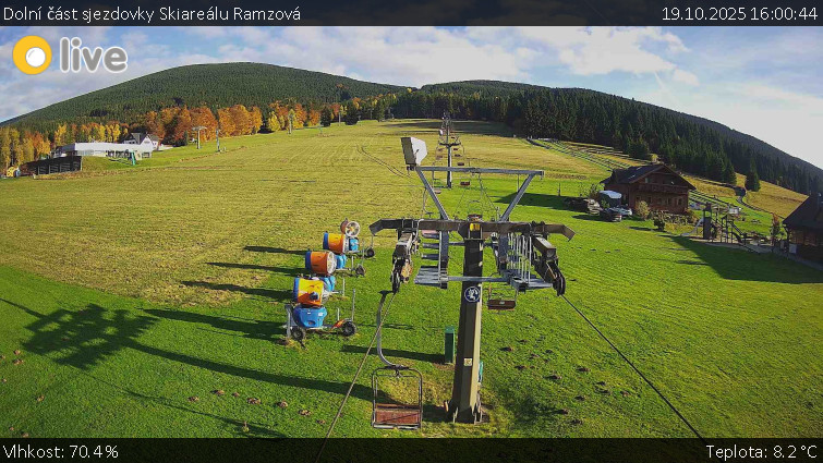 Horské atrakce Ramzová - Dolní část sjezdovky Skiareálu Ramzová - 19.10.2025 v 16:00 Horské atrakce Ramzová - Dolní část sjezdovky Skiareálu Ramzová - 19.10.2025 v 16:00